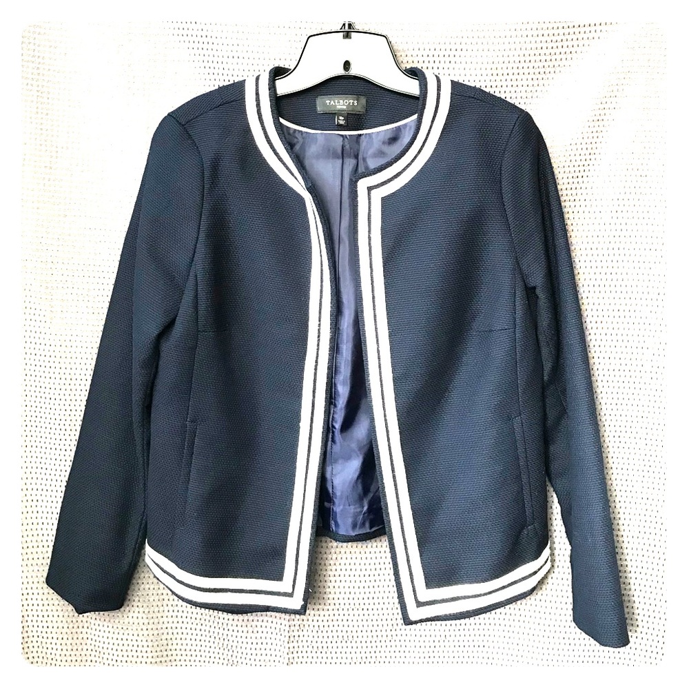 Talbots Navy Open Front Jacket 10p - image 1